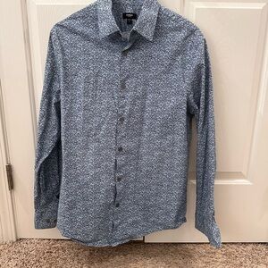 Express Navy Floral Button Down Shirt